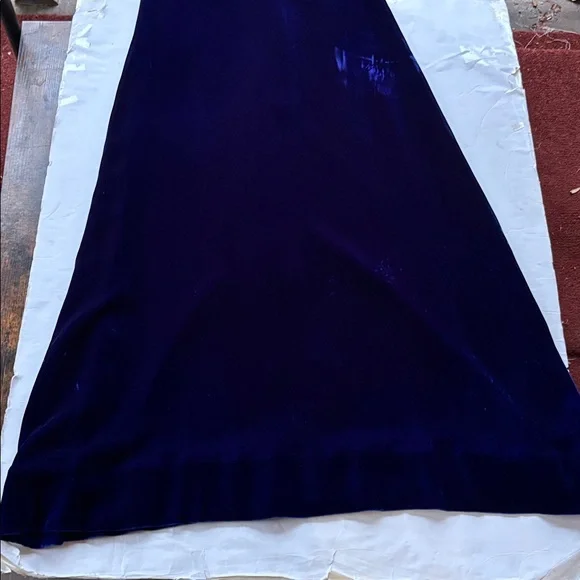 Vintage 70’s Milkmaid Velvet Goth Blue Peasant Gunne Sax 80’s Maxi Dress Gown M - Picture 11 of 17